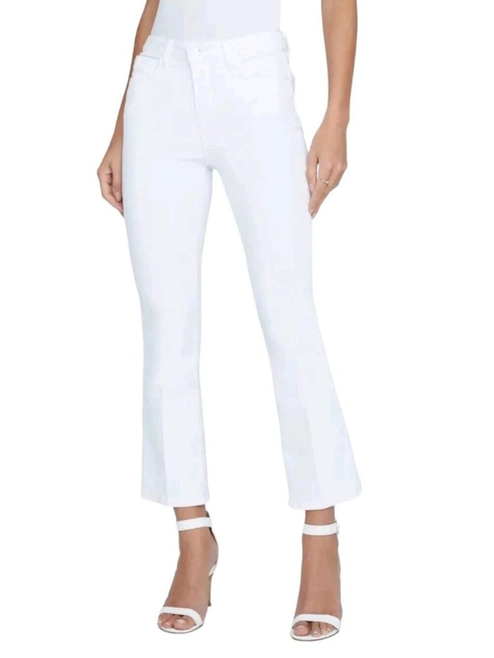 L'AGENCE Womens Jeans Size 31 White Mira Crop Micro Bootcut Ultra High Rise New